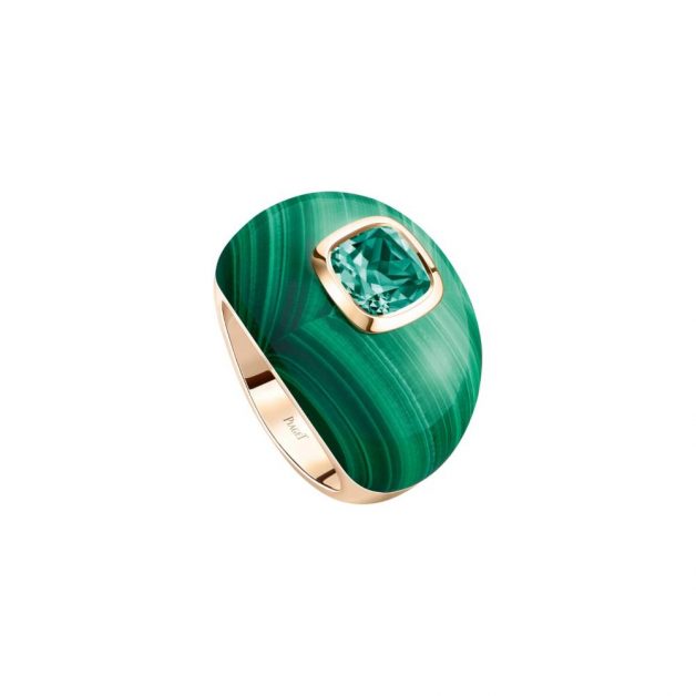 Ring Models Studded with Green and Red Tourmaline